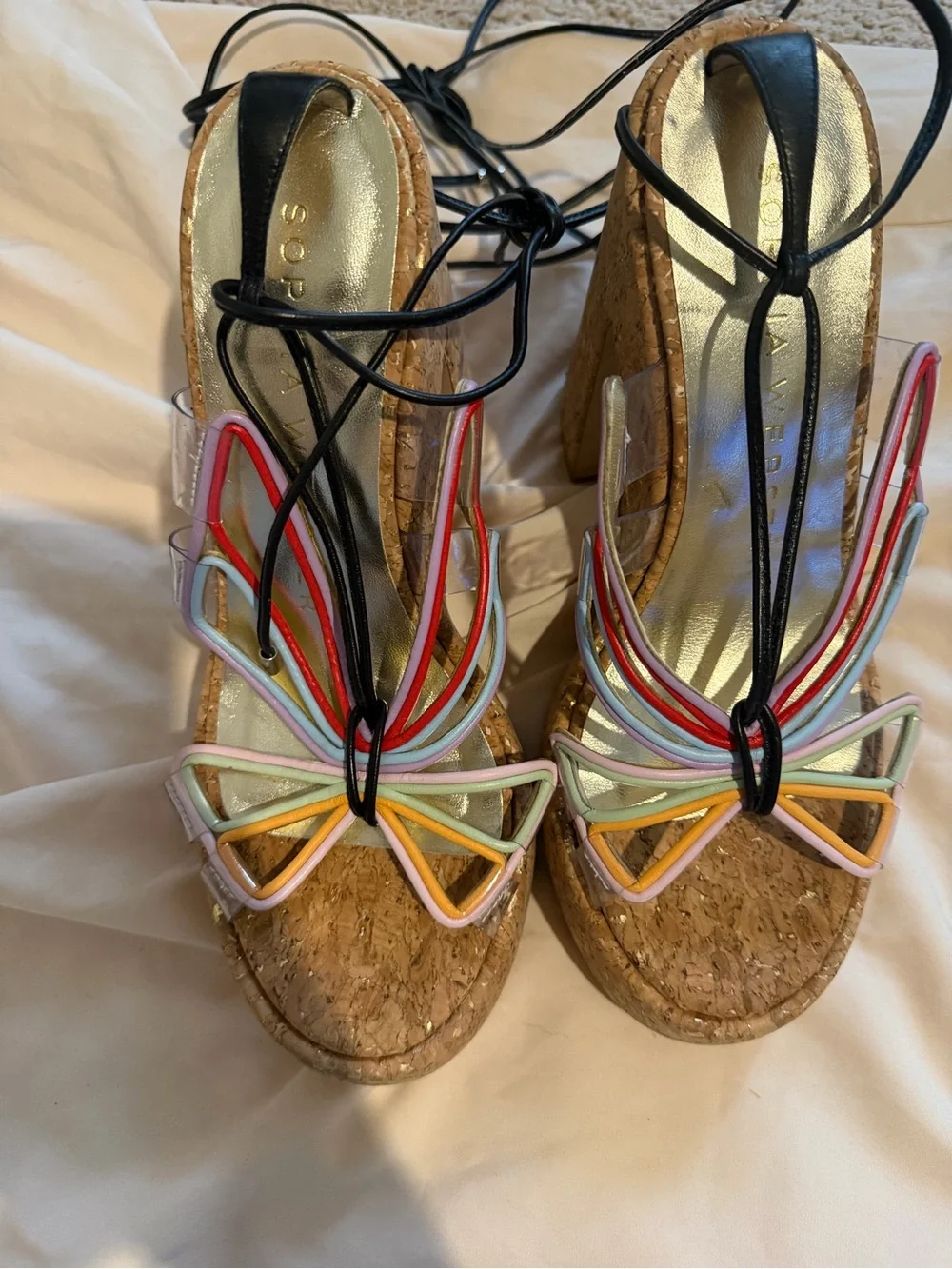Sophia Webster Multicolor Butterfly Cork Wedge Sandals